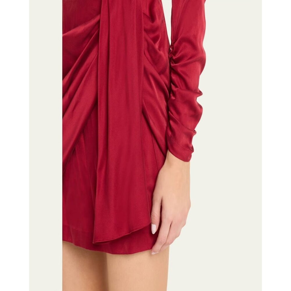 Zimmermann Draped Mini Dress in Garnet 2/Medium New Womens Long Sleeve Silk - Picture 11 of 16